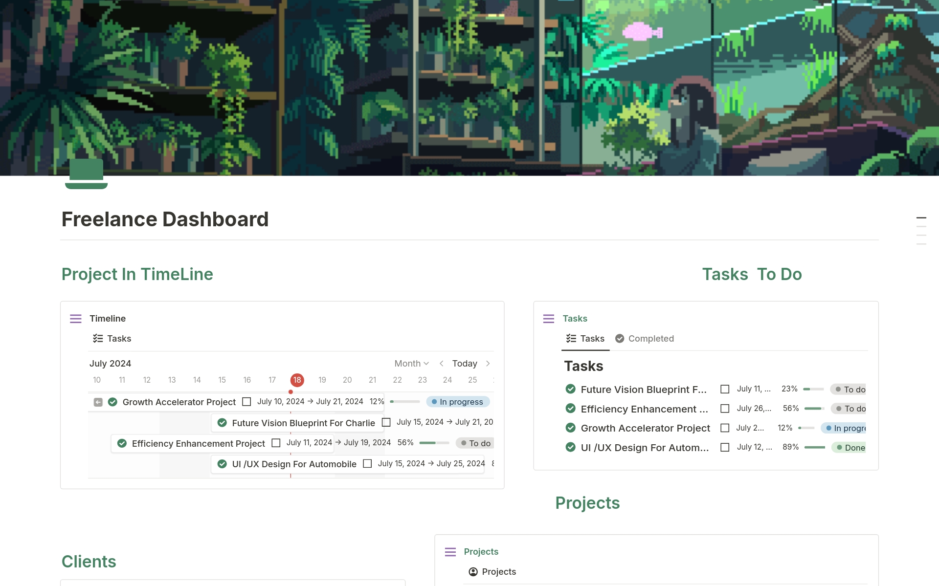 A template preview for Freelance Dashboard 