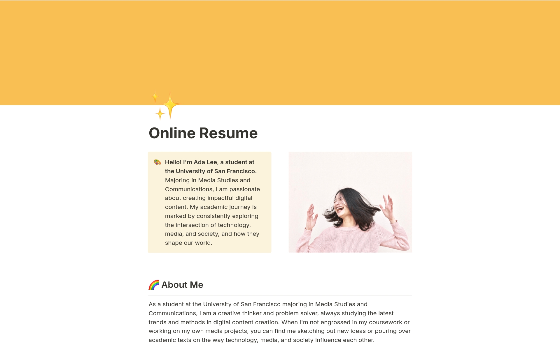 A template preview for Resume