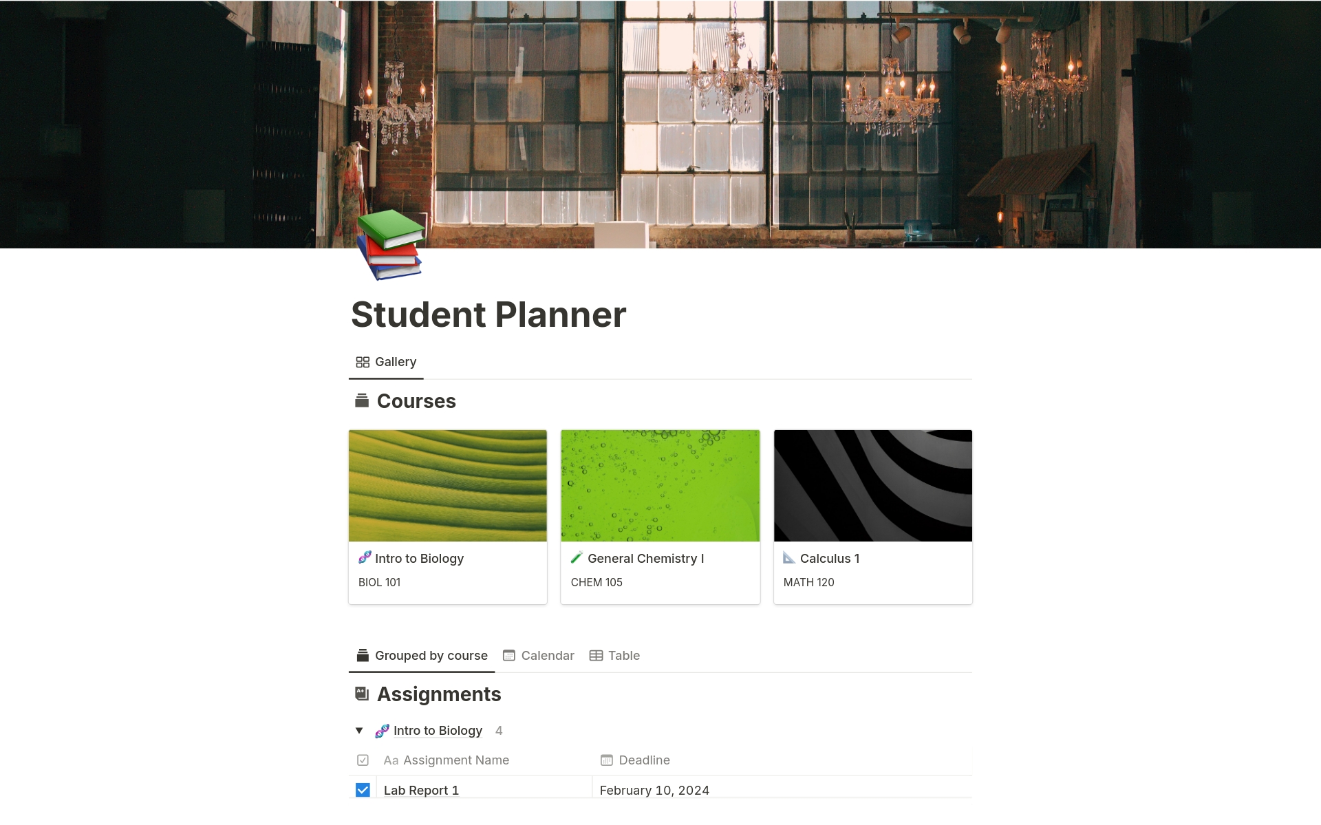 A template preview for Student Planner