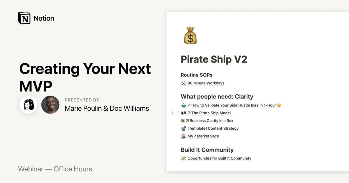 Notion Office Hours: Creating your next MVP