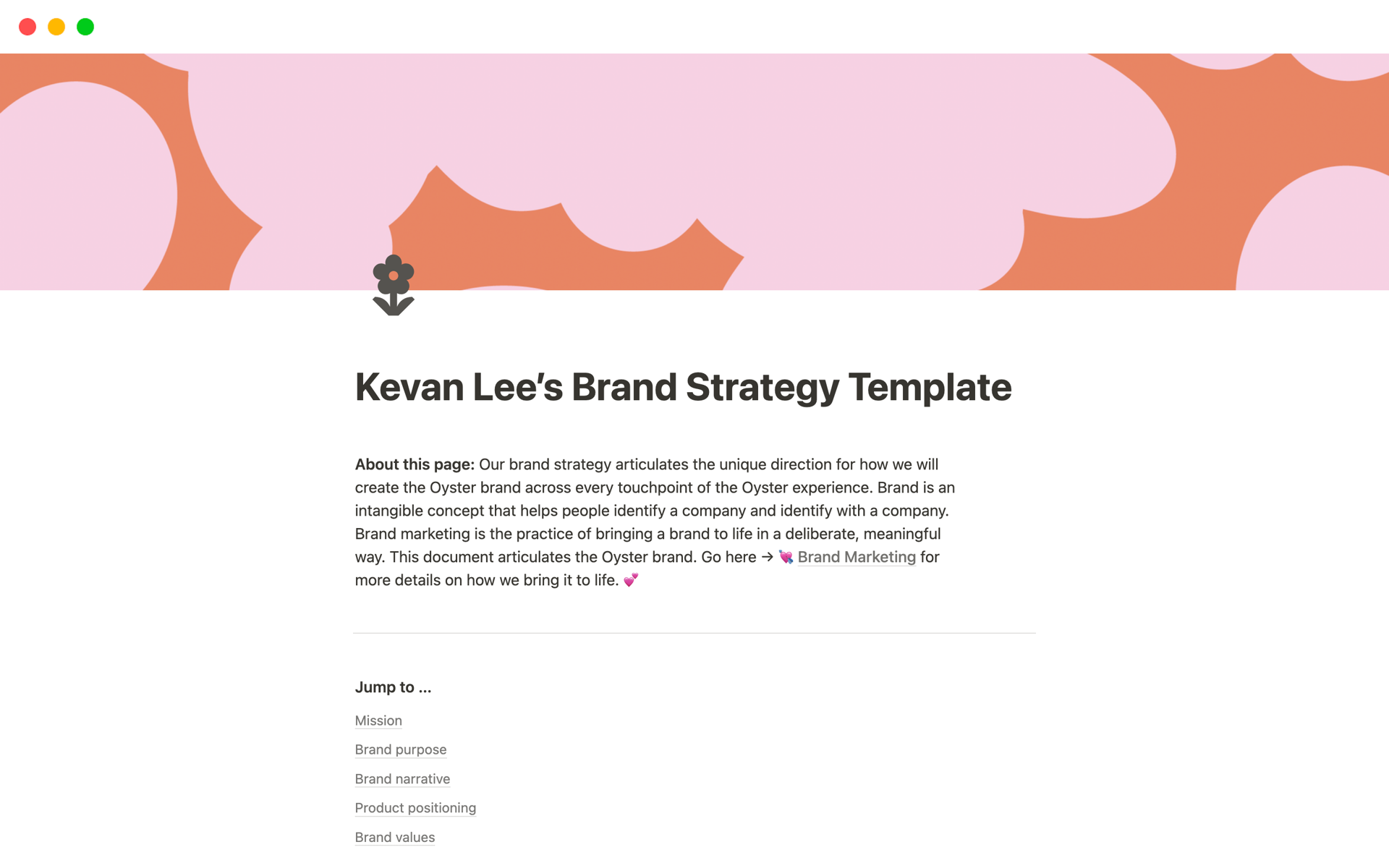 A template preview for Brand Strategy