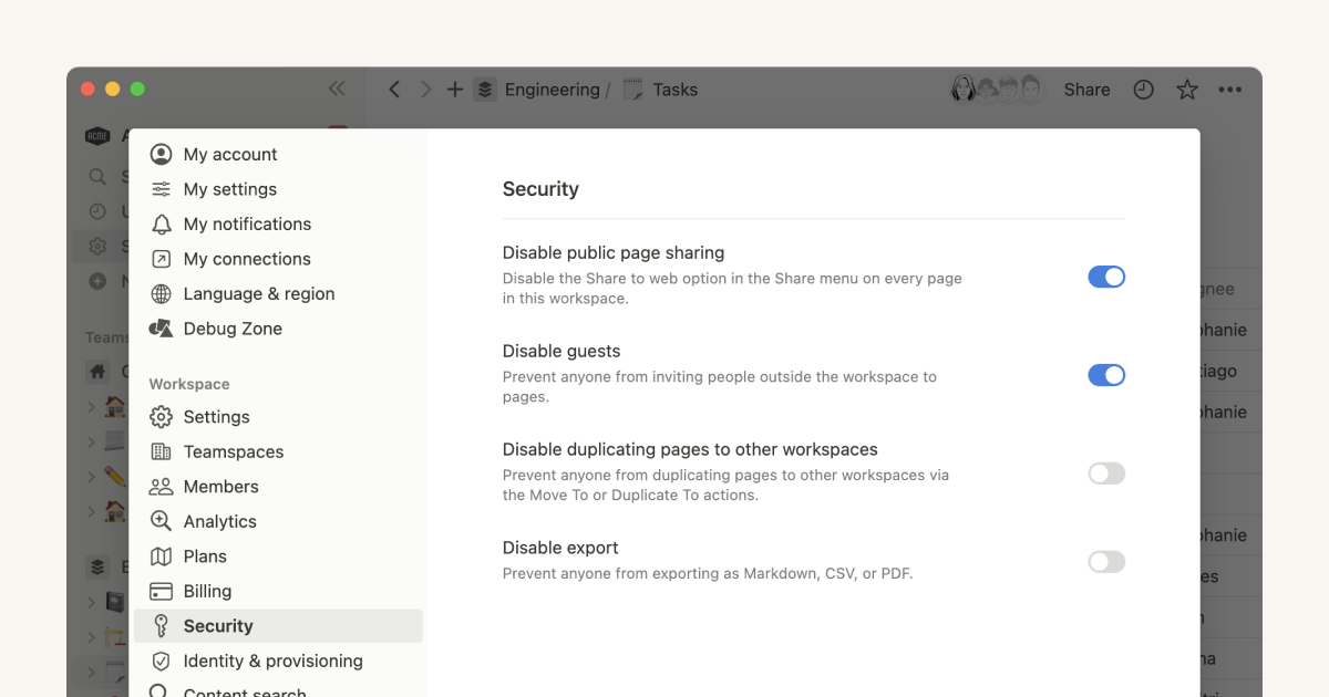 Notion Enterprise security provisions 